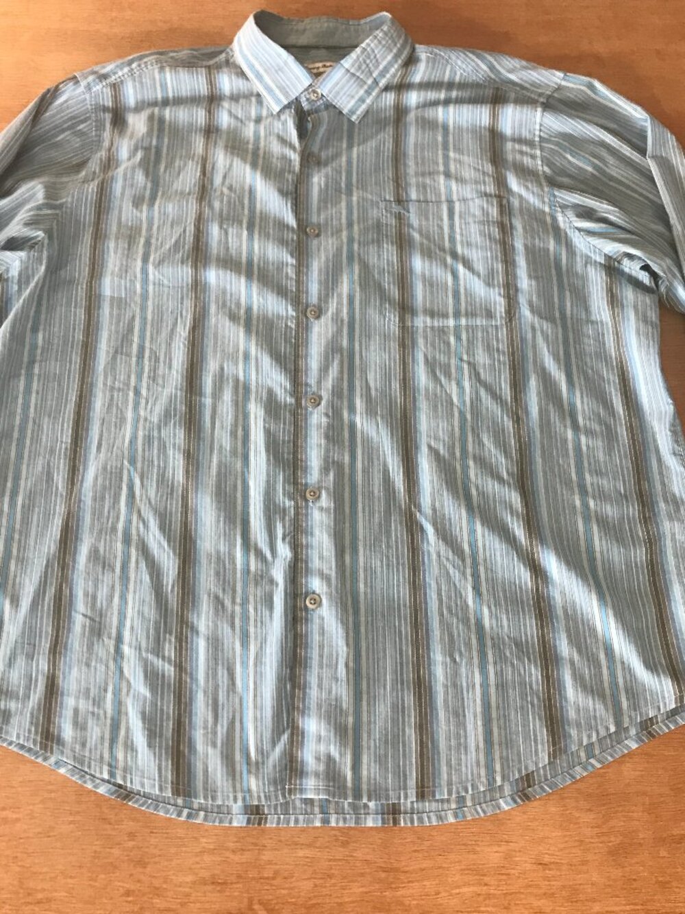 Tommy Bahama Island Zone Shirts Men XL Blue Striped Button Up Pocket Long Sleeve